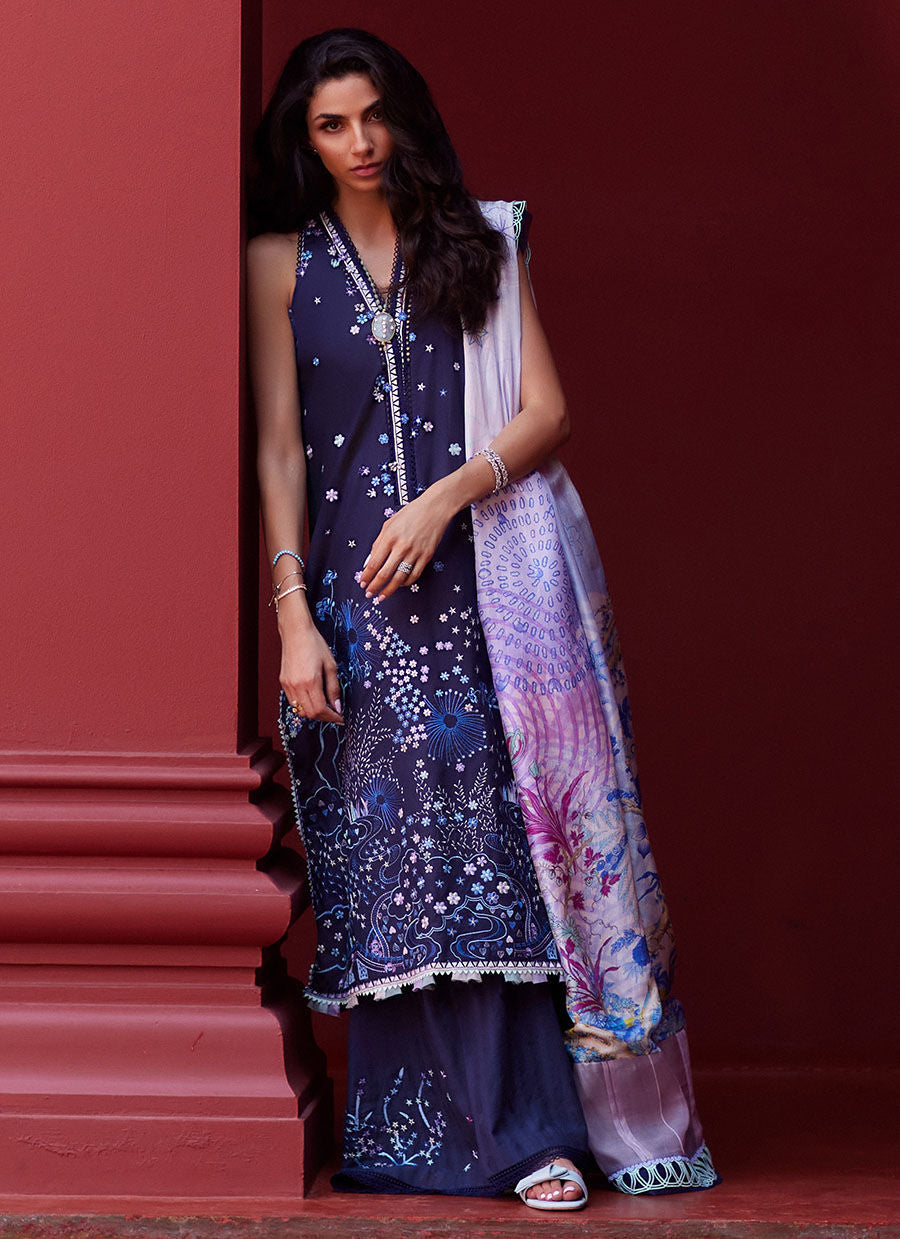 Farah Talib Aziz | Suay Lawn 24 | IZEA BLUE - Ladies Clothes - Maria Faisal