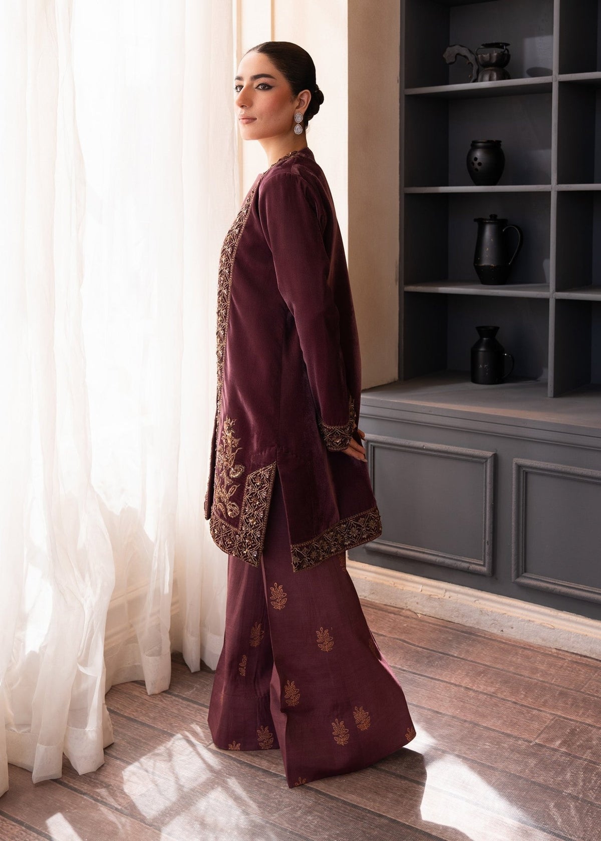 Fozia Khalid | The Velvet Rise 25 | OPAL MIST - Formal Dress - available at Maria Faisal in UK and USA.