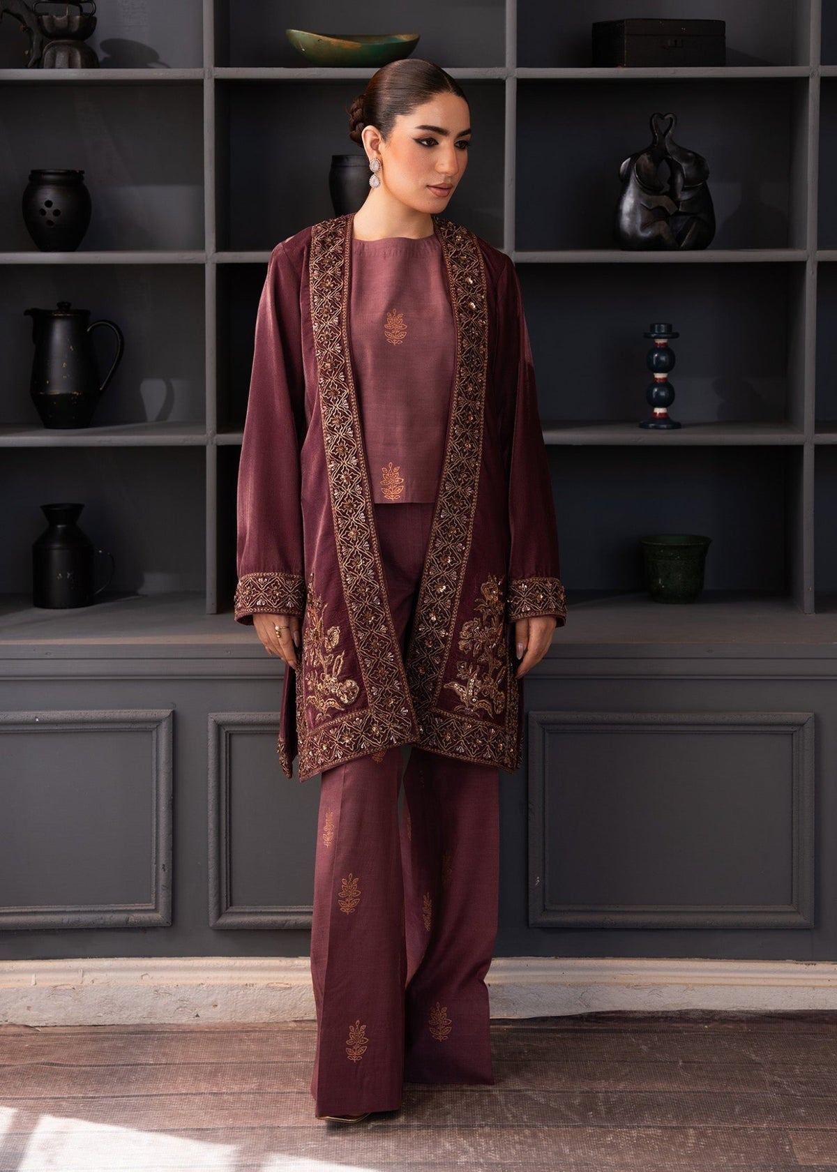Fozia Khalid | The Velvet Rise 25 | OPAL MIST - Formal Dress - available at Maria Faisal in UK and USA.