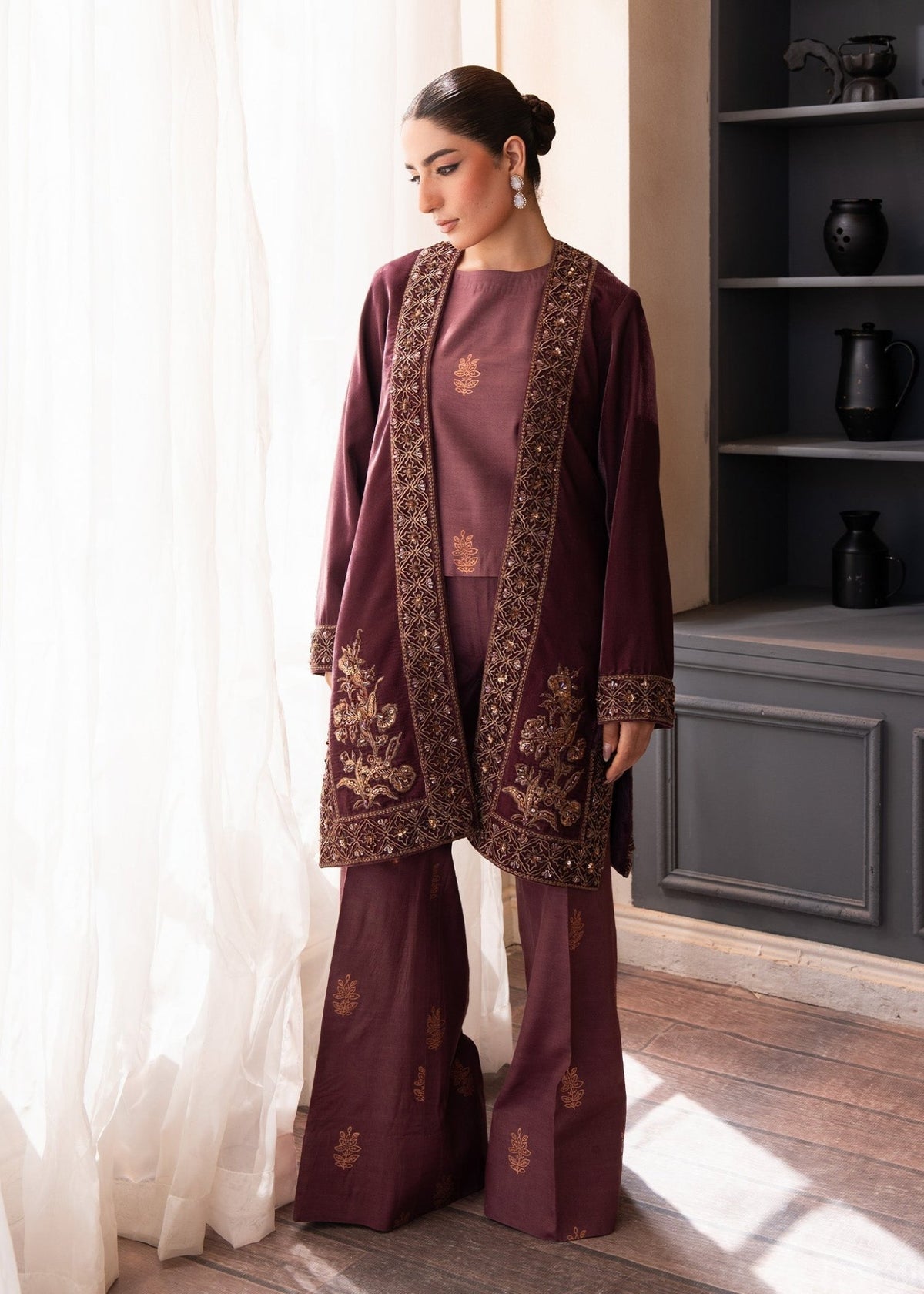 Fozia Khalid | The Velvet Rise 25 | OPAL MIST - Formal Dress - available at Maria Faisal in UK and USA.