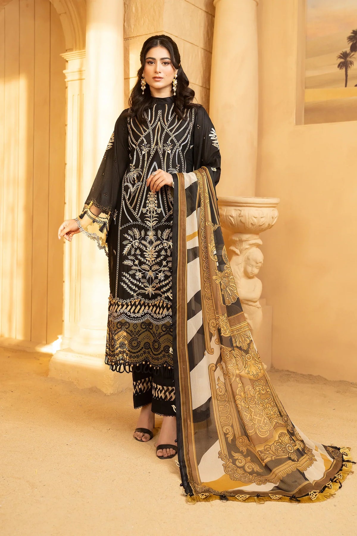 Hemstitch | Summer Luxury Lawn 24 | Cocoa - Ladies Clothes - Maria Faisal