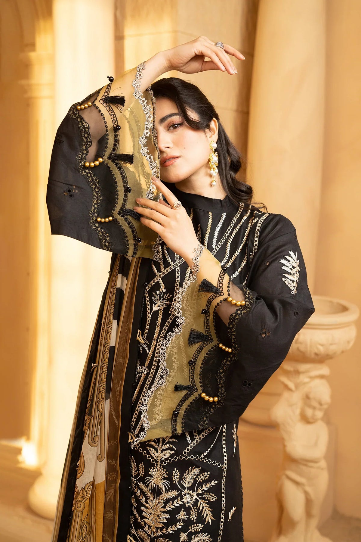 Hemstitch | Summer Luxury Lawn 24 | Cocoa - Ladies Clothes - Maria Faisal