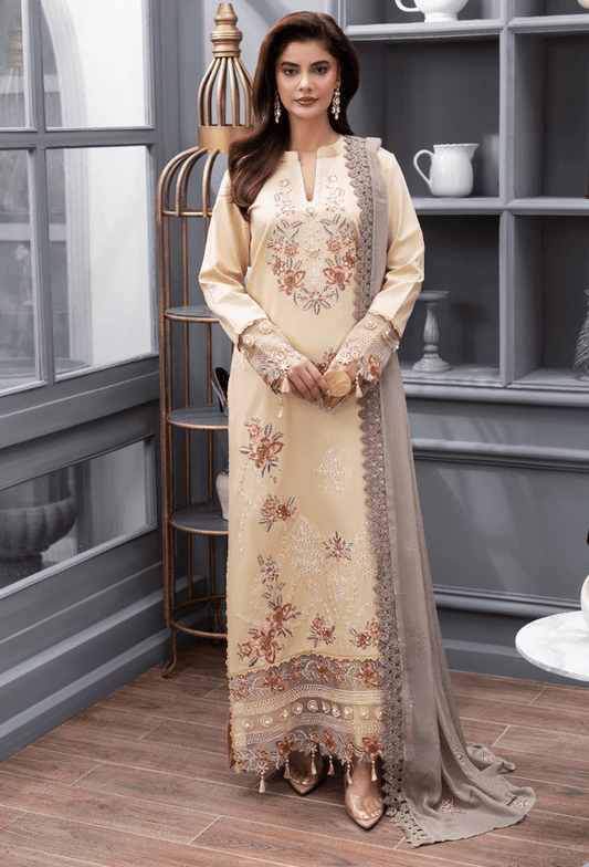 Humdum | Fareesha 26 | D09 - is Pastel Yellow dress from Humdum - Ladies Clothes - Maria Faisal