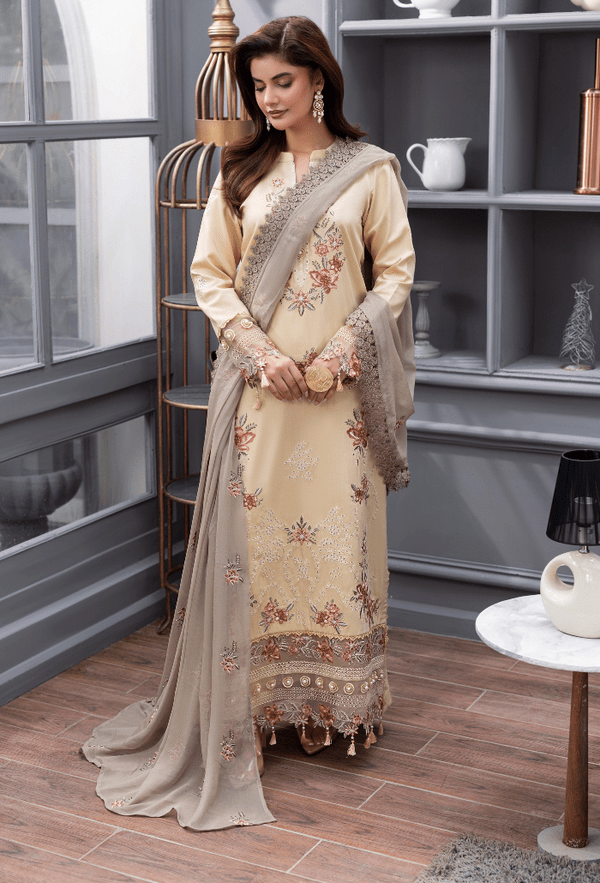 Humdum | Fareesha 26 | D09 - is Pastel Yellow dress from Humdum - Ladies Clothes - Maria Faisal