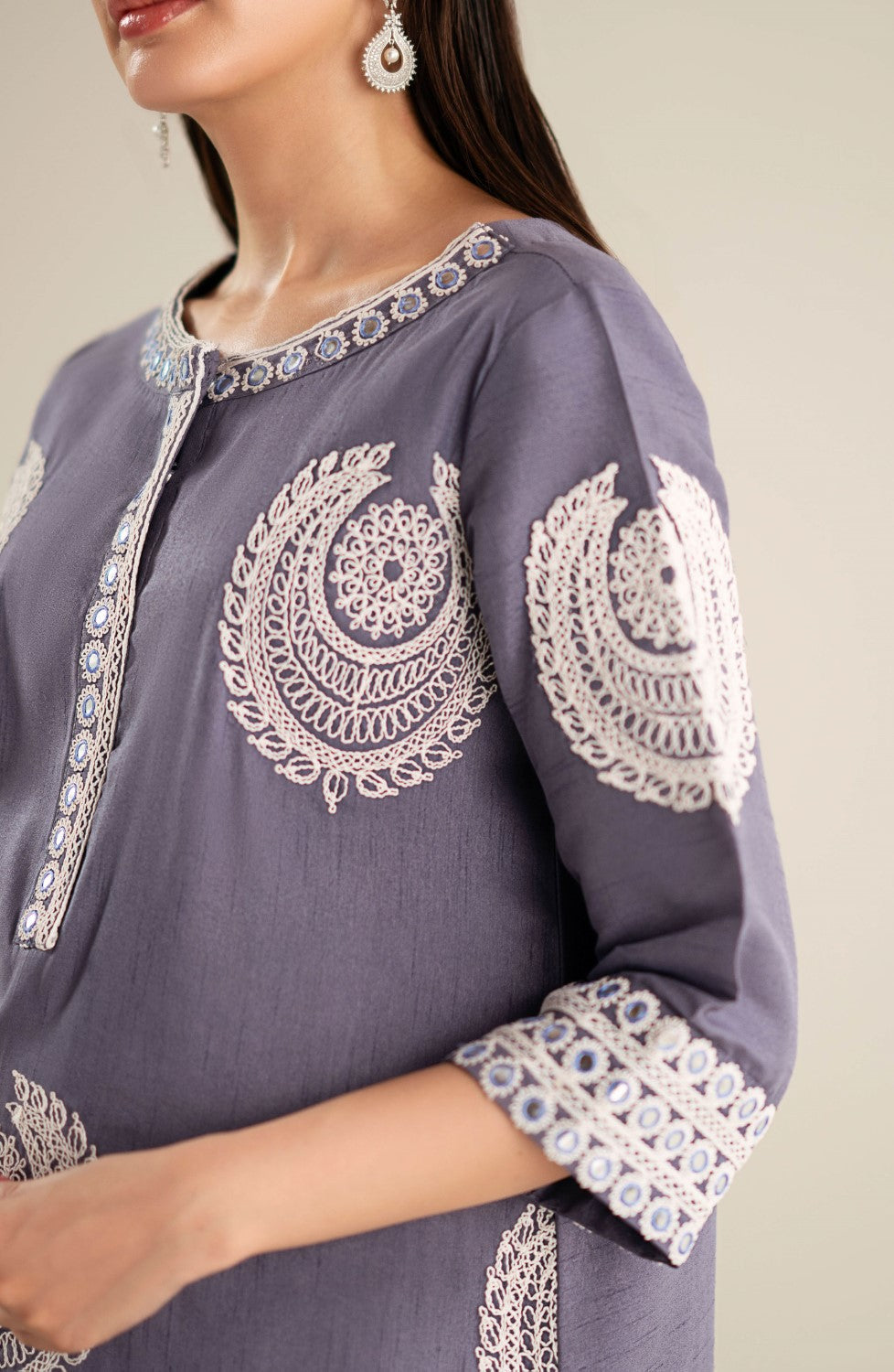Maryum N Maria | Lagom Ready to Wear | ORCHID - MS-24218 - Designer Dress with Intricate embroidery and embellishments. Shop elegent wedding dress at Maria Faisal.