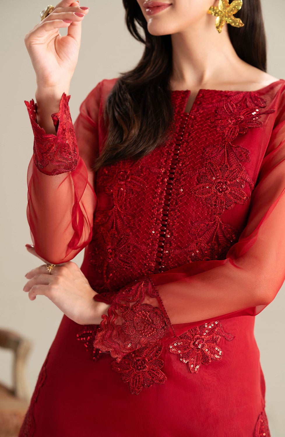 Maryum N Maria | Lagom Ready to Wear | DAHLIA - MS-24211 - Designer Dress with Intricate embroidery and embellishments. Shop elegent wedding dress at Maria Faisal.