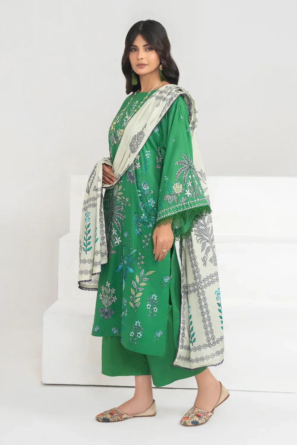 Ittehad | Printed Lawn 24 | IP3P04-3PS-GRN - Ladies Clothes 