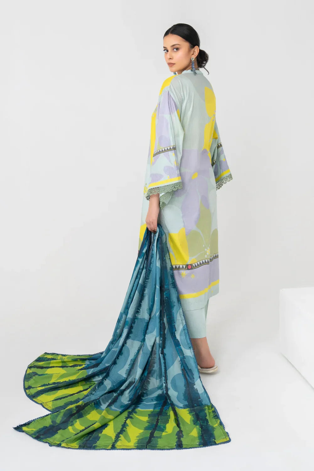 Ittehad | Printed Lawn 24 | IP3P07-3PS-LGR - Ladies Clothes 