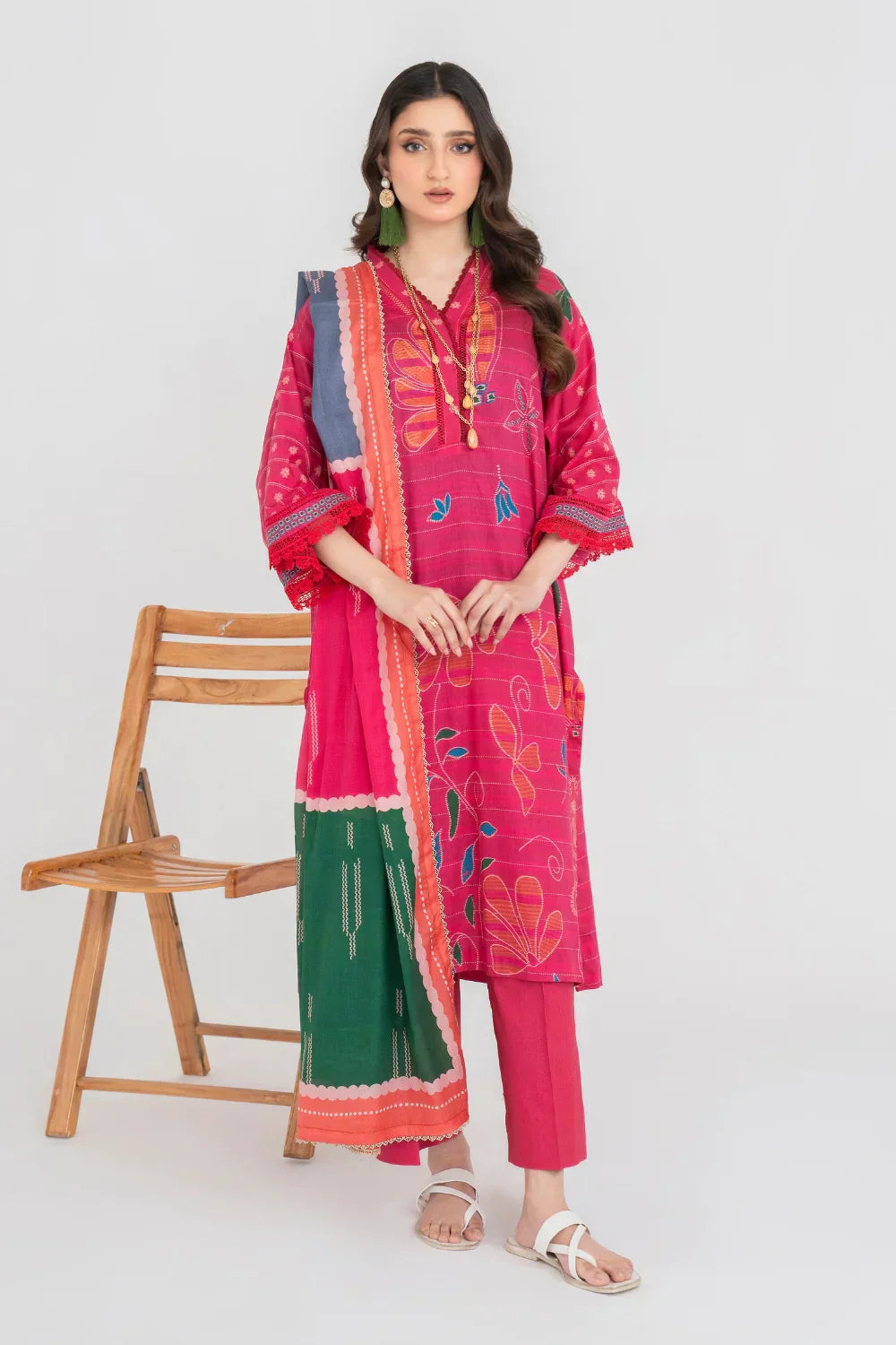 Ittehad | Printed Lawn 24 | IP3P01-3PS-DPK - Ladies Clothes 