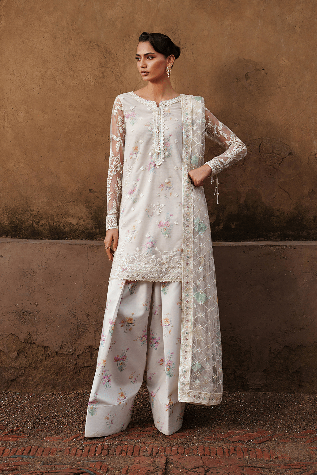 Iznik | Festive Formal | UE - 534 Embroidered Net - is White dress from Iznik - Ladies Clothes - Maria Faisal