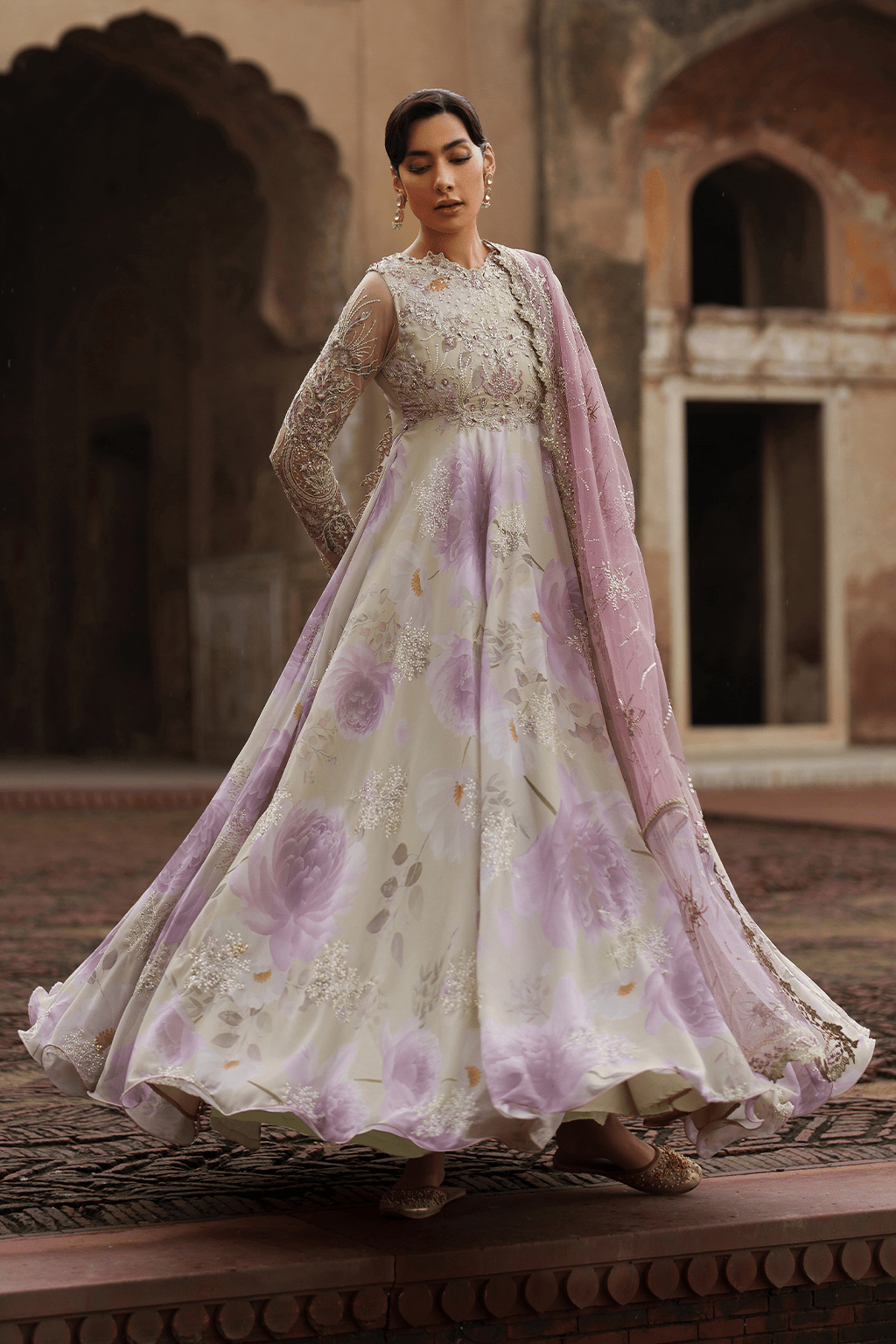 Iznik | Festive Formal | UE - 546 Embroidered Chiffon - is Ivory dress from Iznik - Ladies Clothes - Maria Faisal