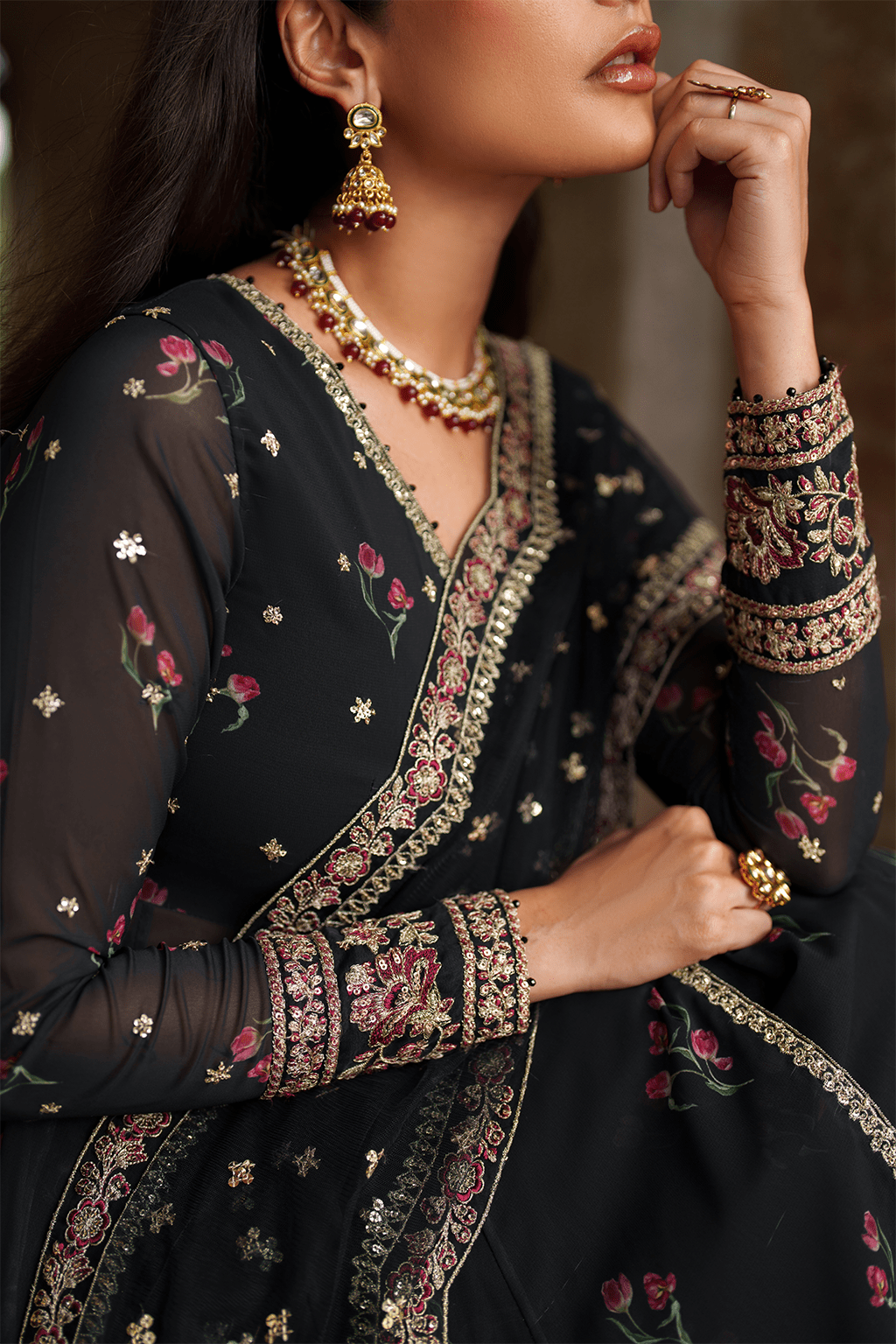 Iznik | Festive Formal | UE - 550 Printed Chiffon - is Black dress from Iznik - Ladies Clothes - Maria Faisal