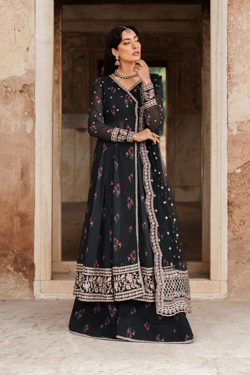 Iznik | Festive Formal | UE - 550 Printed Chiffon - is Black dress from Iznik - Ladies Clothes - Maria Faisal