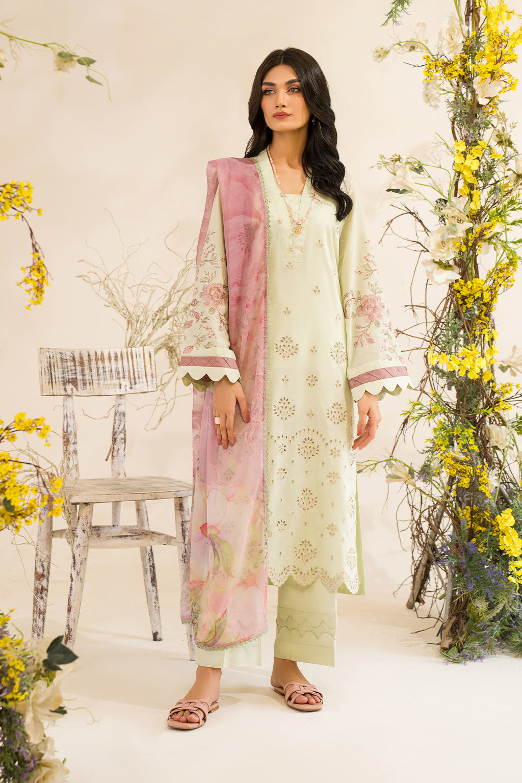 Iznik | Lawnkari 24 | UE-198 SILKGREEN - Ladies Clothes - Maria Faisal