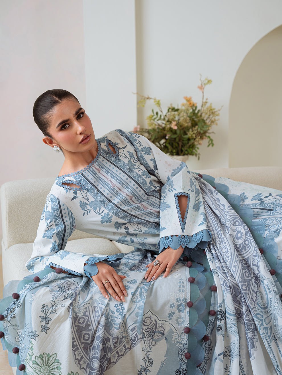 Jade | Cambric 25 | URBANE CAMBRIC PRINTS 2025 I - is Pale Aqua dress from Jade - Ladies Clothes - Maria Faisal