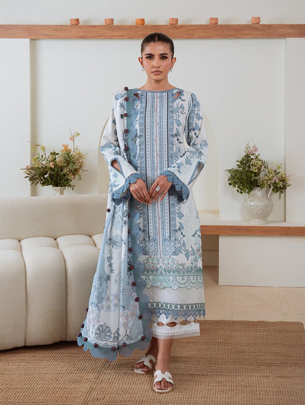 Jade | Cambric 25 | URBANE CAMBRIC PRINTS 2025 I - is Pale Aqua dress from Jade - Ladies Clothes - Maria Faisal
