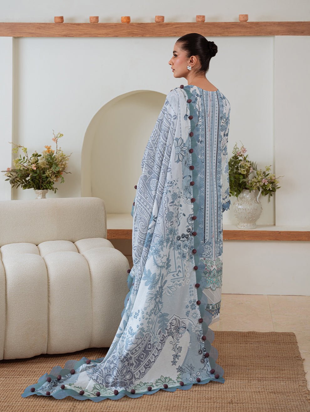 Jade | Cambric 25 | URBANE CAMBRIC PRINTS 2025 I - is Pale Aqua dress from Jade - Ladies Clothes - Maria Faisal