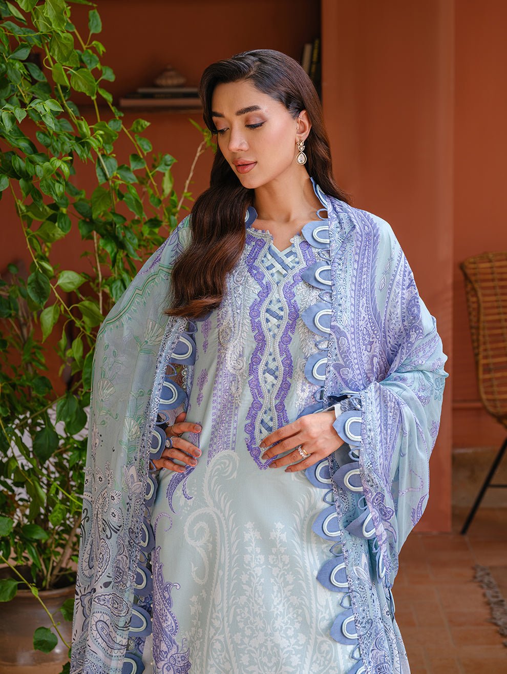 Jade | Cambric 25 | URBANE EMBROIDERED CAMBRIC 25 BB - is Light Blue dress from Jade - Ladies Clothes - Maria Faisal
