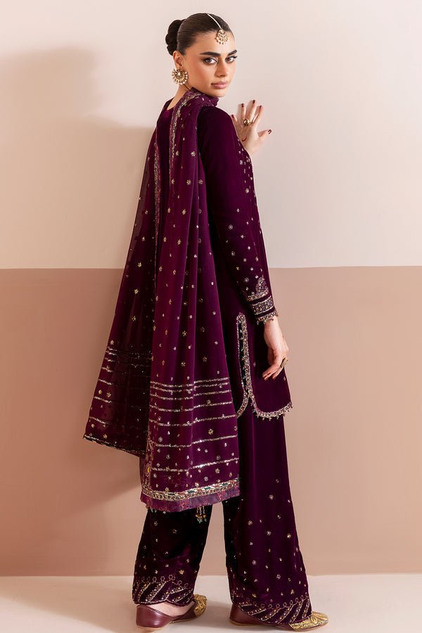 Jazmin | Chandni Velvet Formals 25 | Embroidered Velvet Formal CVF D - 05 - is Magenta dress from Jazmin - Ladies Clothes - Maria Faisal