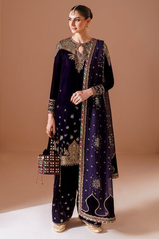 Jazmin | Chandni Velvet Formals 25 | Embroidered Velvet Formal CVF D - 08 - is Purple dress from Jazmin - Ladies Clothes - Maria Faisal
