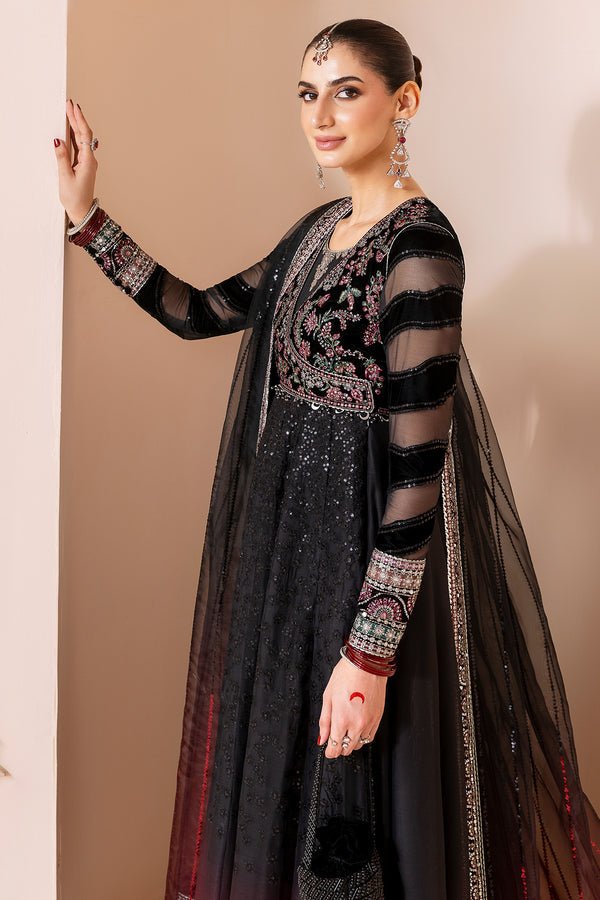 Jazmin | Chandni Velvet Formals 25 | Embroidered Velvet Formal CVF D - 10 - is Black dress from Jazmin - Ladies Clothes - Maria Faisal