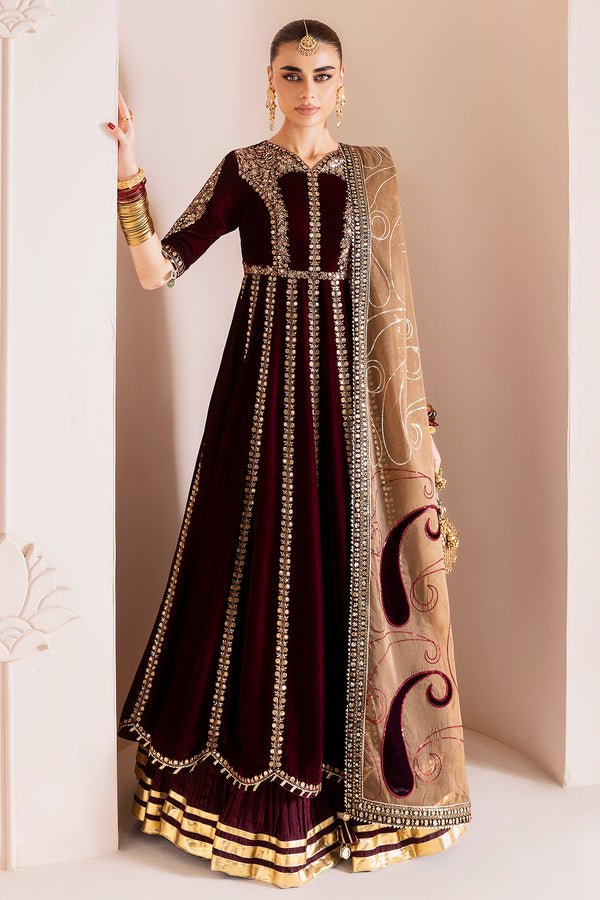 Jazmin | Chandni Velvet Formals 25 | Embroidered Velvet Formal CVF D - 12 - is Maroon dress from Jazmin - Ladies Clothes - Maria Faisal