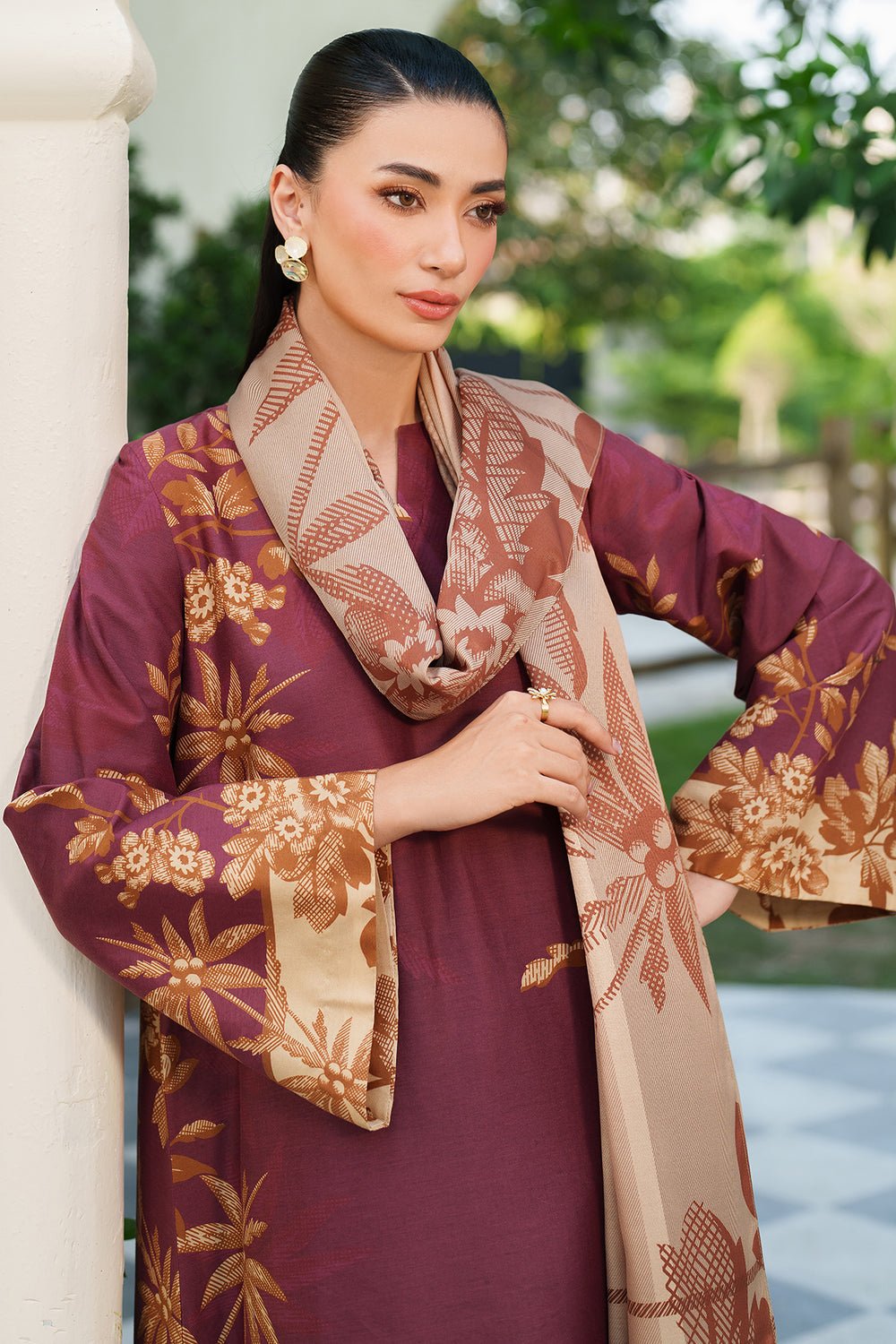 Jazmin | Winter 25 | UW - 0180 M - is Maroon dress from Jazmin - Ladies Clothes - Maria Faisal
