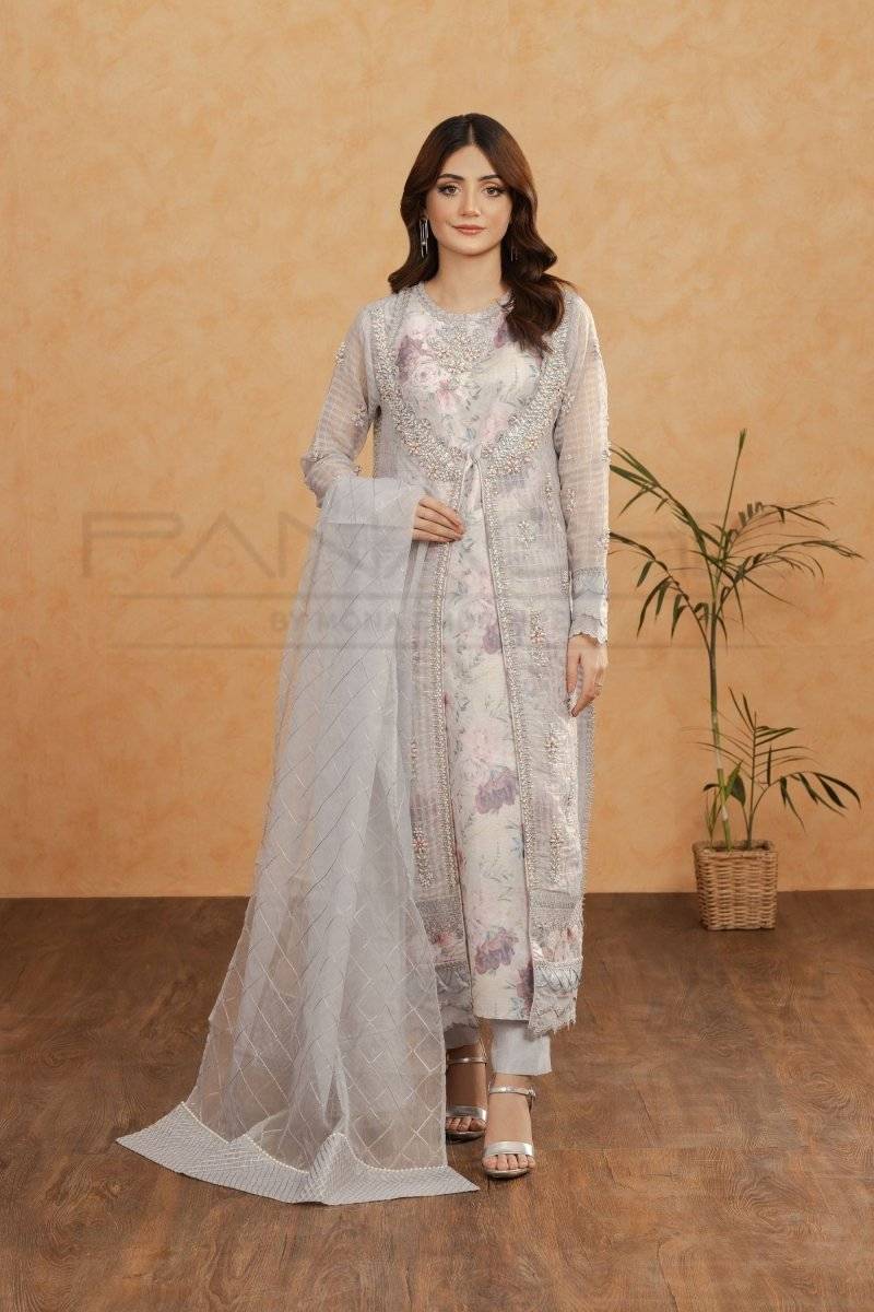 Panache | Pret | Gray Flora by Maria Faisal - Registered Vendor of : Panache By Mona - type : Ladies Clothes - 100% original wedding dresses