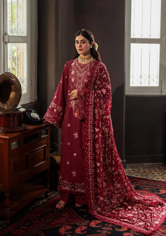 Kahf Premium | Kahf Karandi 25 | KKH - 03 ROSELITH - is Blood Red dress from Kahf Premium - Ladies Clothes - Maria Faisal