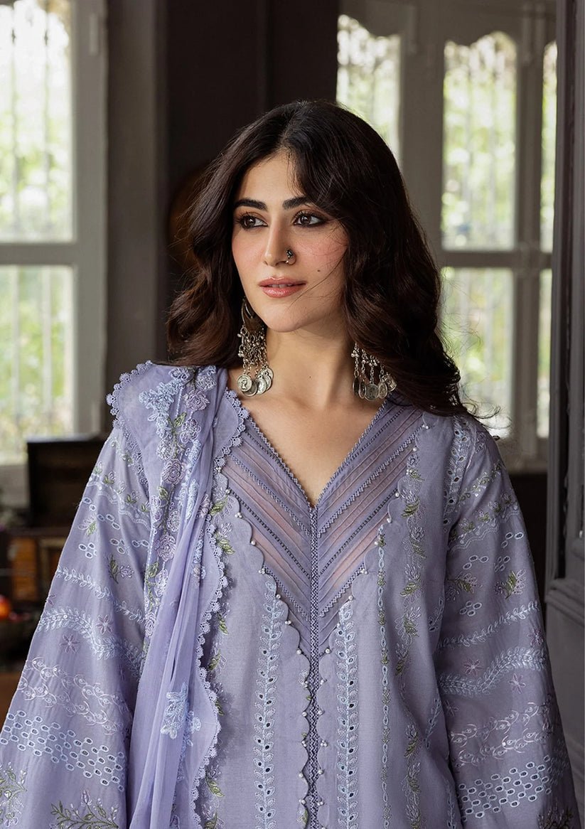 Kahf Premium | Kahf Karandi 25 | KKH - 04 WISTERIA - is Gray dress from Kahf Premium - Ladies Clothes - Maria Faisal