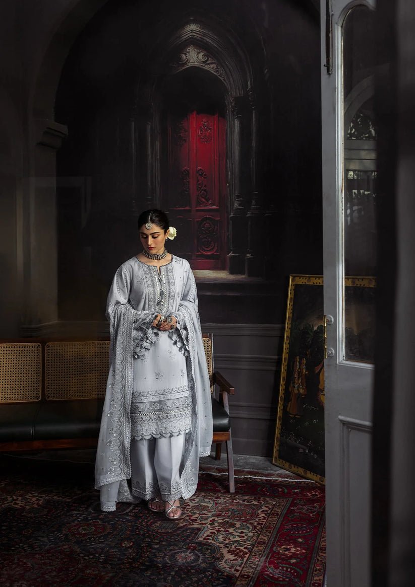 Kahf Premium | Kahf Karandi 25 | KKH - 09 CELESTIAL - is Gray dress from Kahf Premium - Ladies Clothes - Maria Faisal