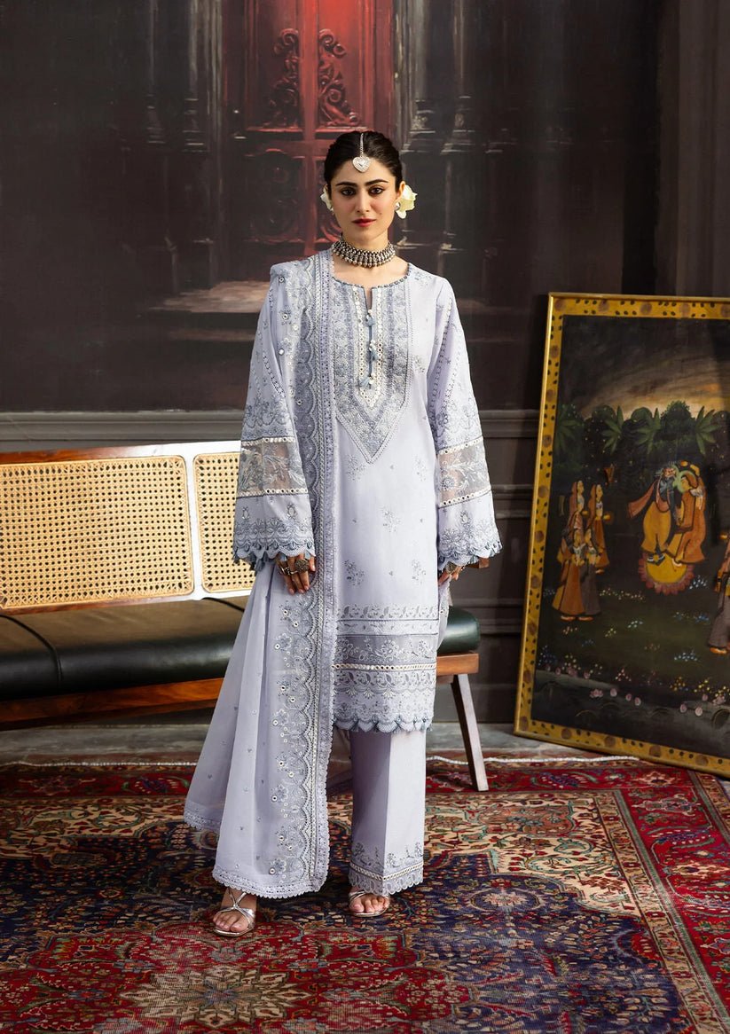 Kahf Premium | Kahf Karandi 25 | KKH - 09 CELESTIAL - is Gray dress from Kahf Premium - Ladies Clothes - Maria Faisal