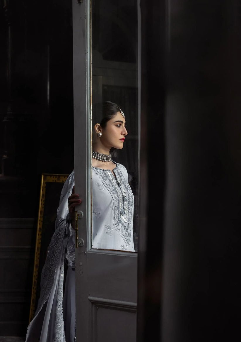 Kahf Premium | Kahf Karandi 25 | KKH - 09 CELESTIAL - is Gray dress from Kahf Premium - Ladies Clothes - Maria Faisal