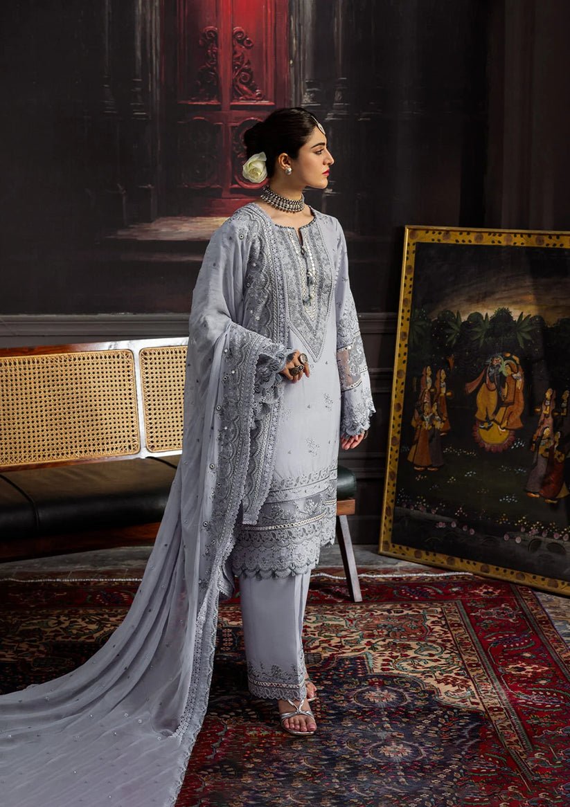 Kahf Premium | Kahf Karandi 25 | KKH - 09 CELESTIAL - is Gray dress from Kahf Premium - Ladies Clothes - Maria Faisal