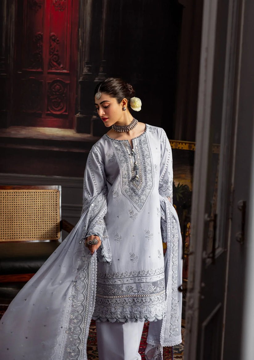 Kahf Premium | Kahf Karandi 25 | KKH - 09 CELESTIAL - is Gray dress from Kahf Premium - Ladies Clothes - Maria Faisal