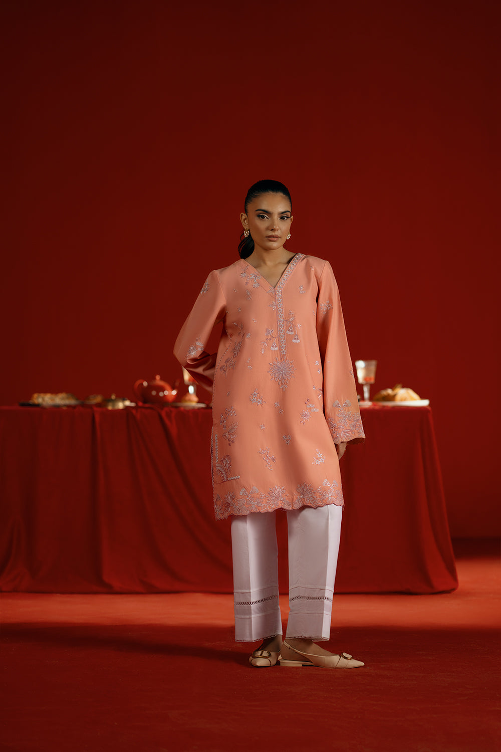 Saira Rizwan | Joolie Co ords | JOOLIE PEACH - JBP25-05 - - Maria Faisal