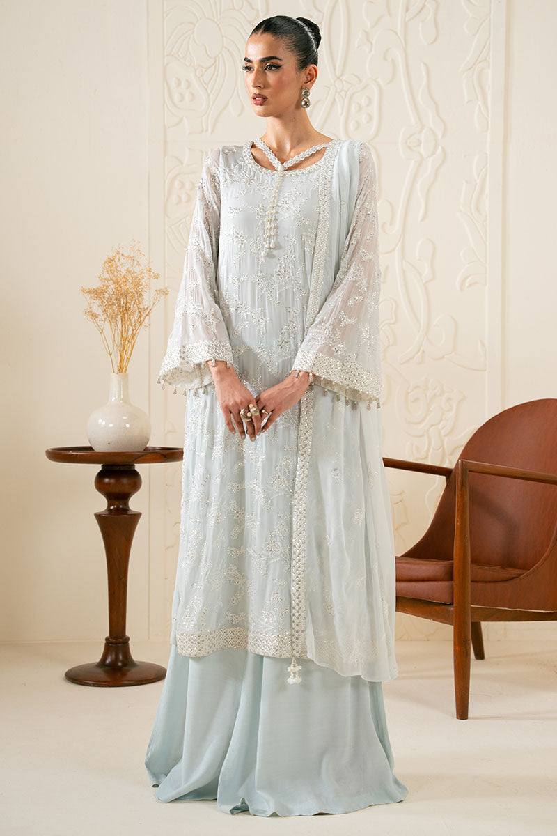 Cross Stitch | FW-25 RTW LUX PRET EDIT-1 | AQUA DREAM - Luxury Dress - available at Maria Faisal in UK and USA.