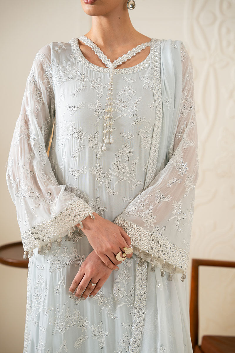 Cross Stitch | FW-25 RTW LUX PRET EDIT-1 | AQUA DREAM - Luxury Dress - available at Maria Faisal in UK and USA.