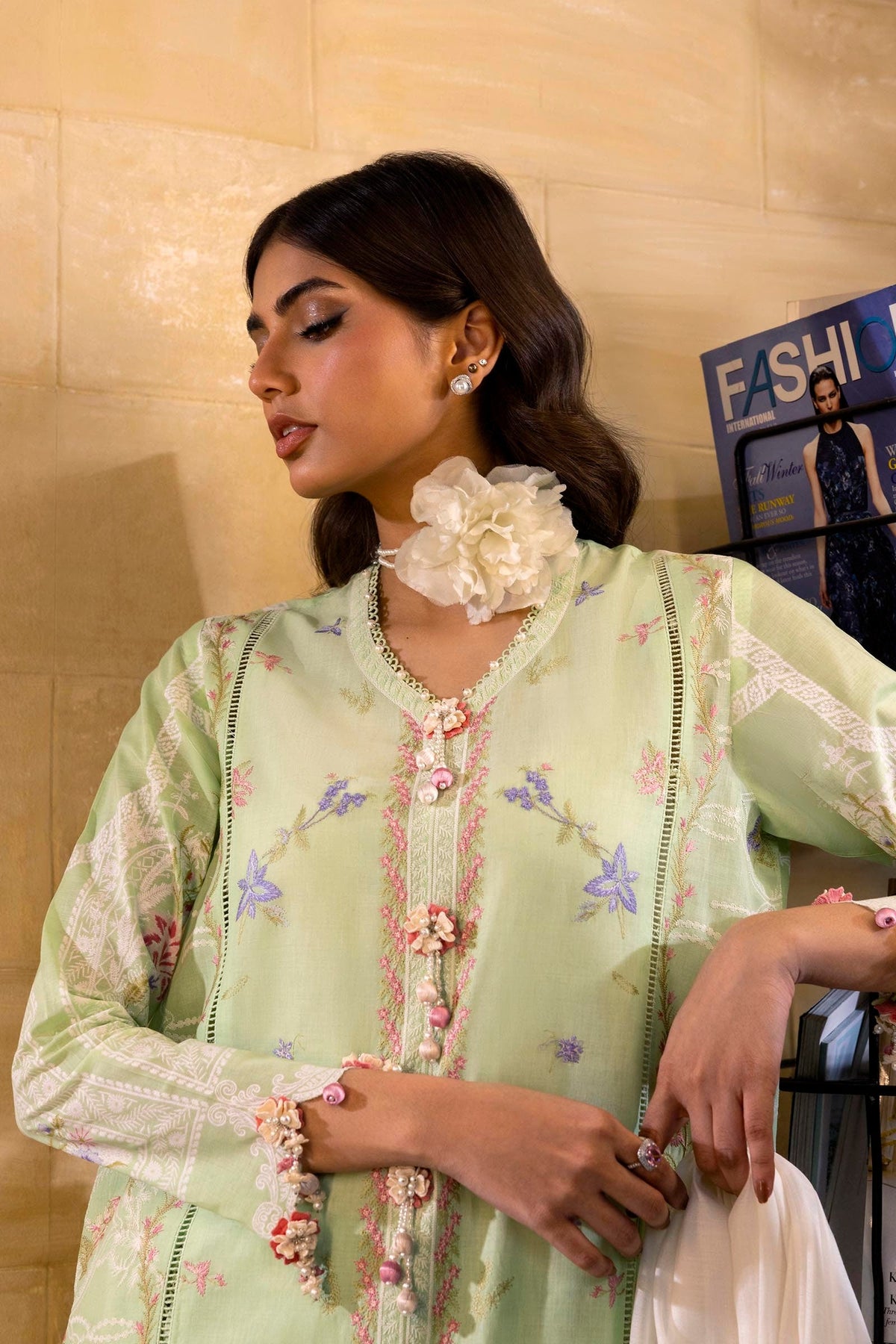 Sana Safinaz | Muzlin Spring 25 | M251-008A-3DG by Maria Faisal - Registered Vendor of : Sana Safinaz - type : Ladies Clothes - 100% original wedding dresses