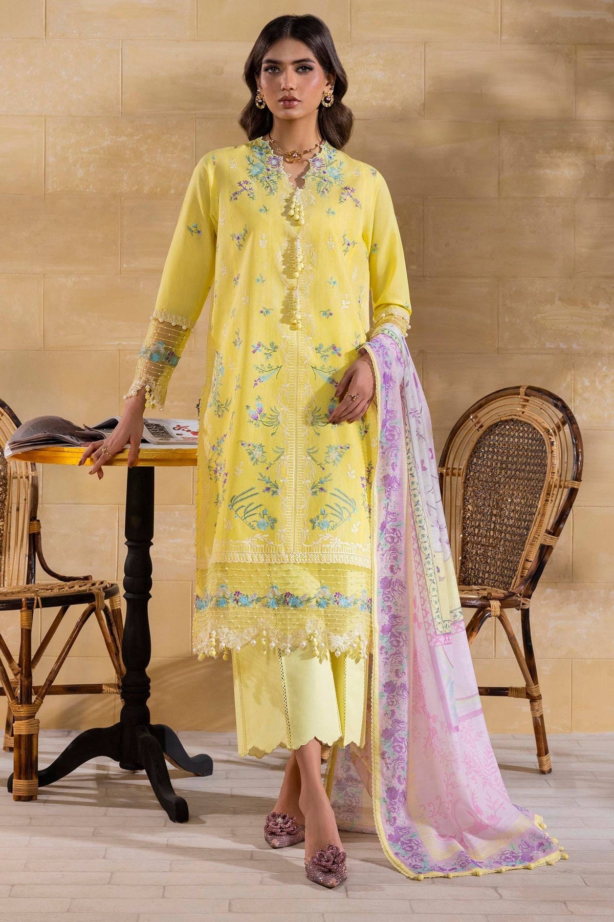 Sana Safinaz | Muzlin Spring 25 | M251-011B-3CV by Maria Faisal - Registered Vendor of : Sana Safinaz - type : Ladies Clothes - 100% original wedding dresses