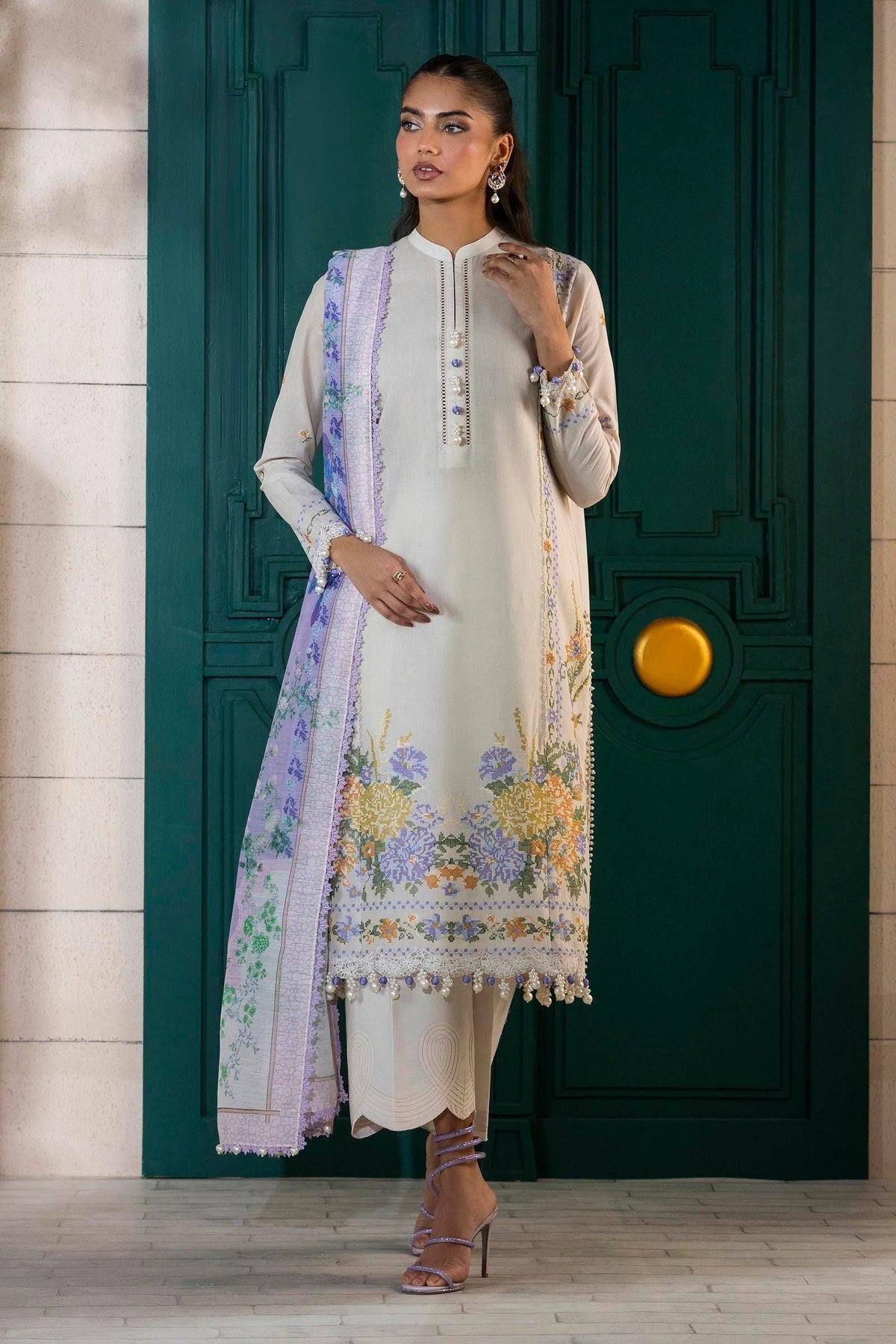 Sana Safinaz | Muzlin Spring 25 | M251-012A-3CV by Maria Faisal - Registered Vendor of : Sana Safinaz - type : Ladies Clothes - 100% original wedding dresses