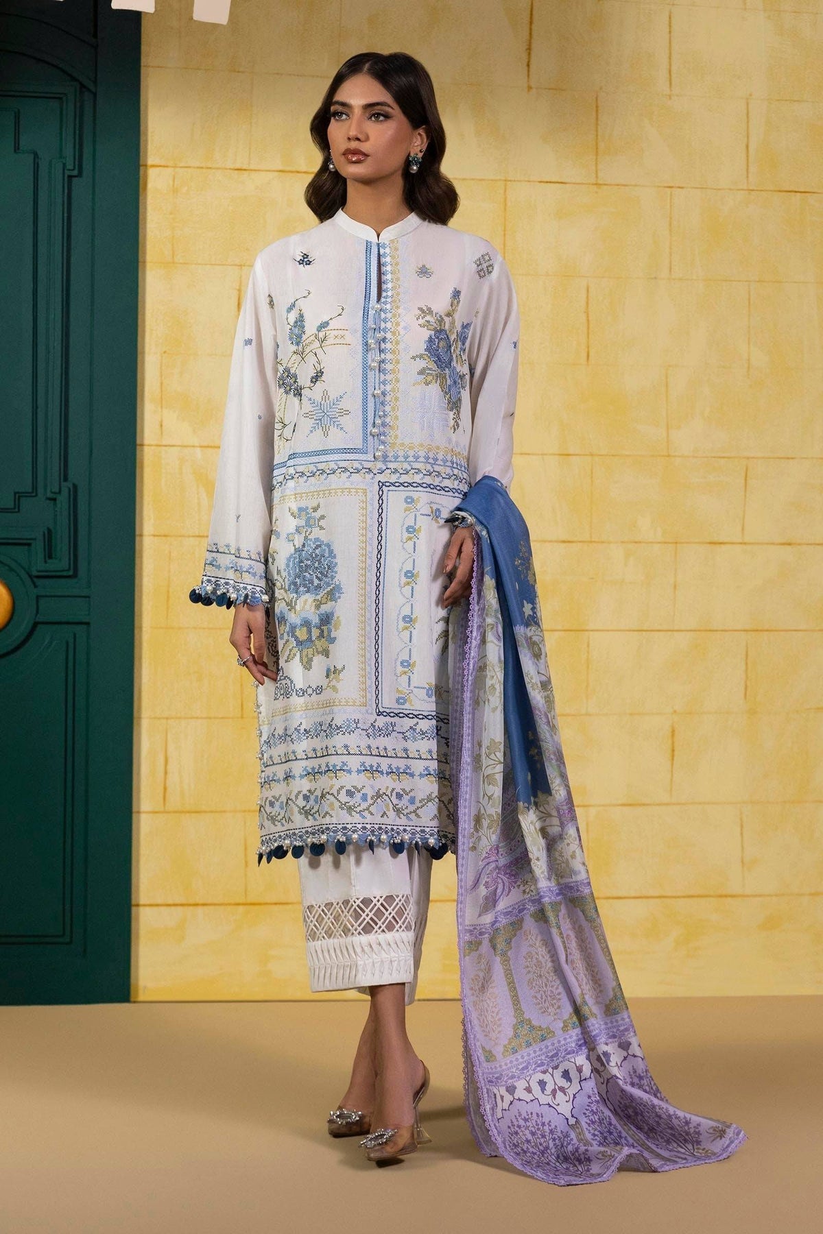 Sana Safinaz | Muzlin Spring 25 | M251-018A-3CT by Maria Faisal - Registered Vendor of : Sana Safinaz - type : Ladies Clothes - 100% original wedding dresses