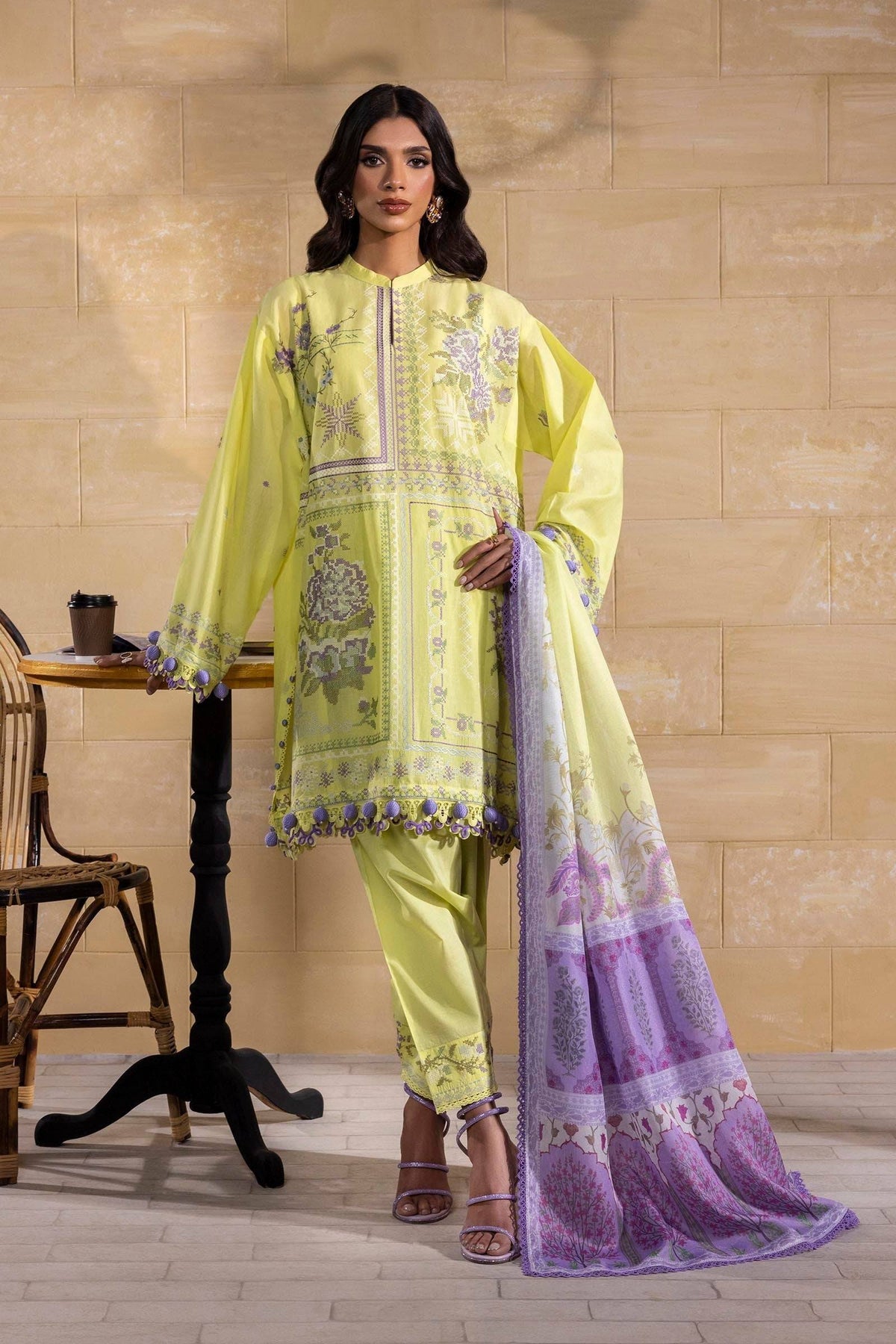 Sana Safinaz | Muzlin Spring 25 | M251-018B-3CT by Maria Faisal - Registered Vendor of : Sana Safinaz - type : Ladies Clothes - 100% original wedding dresses