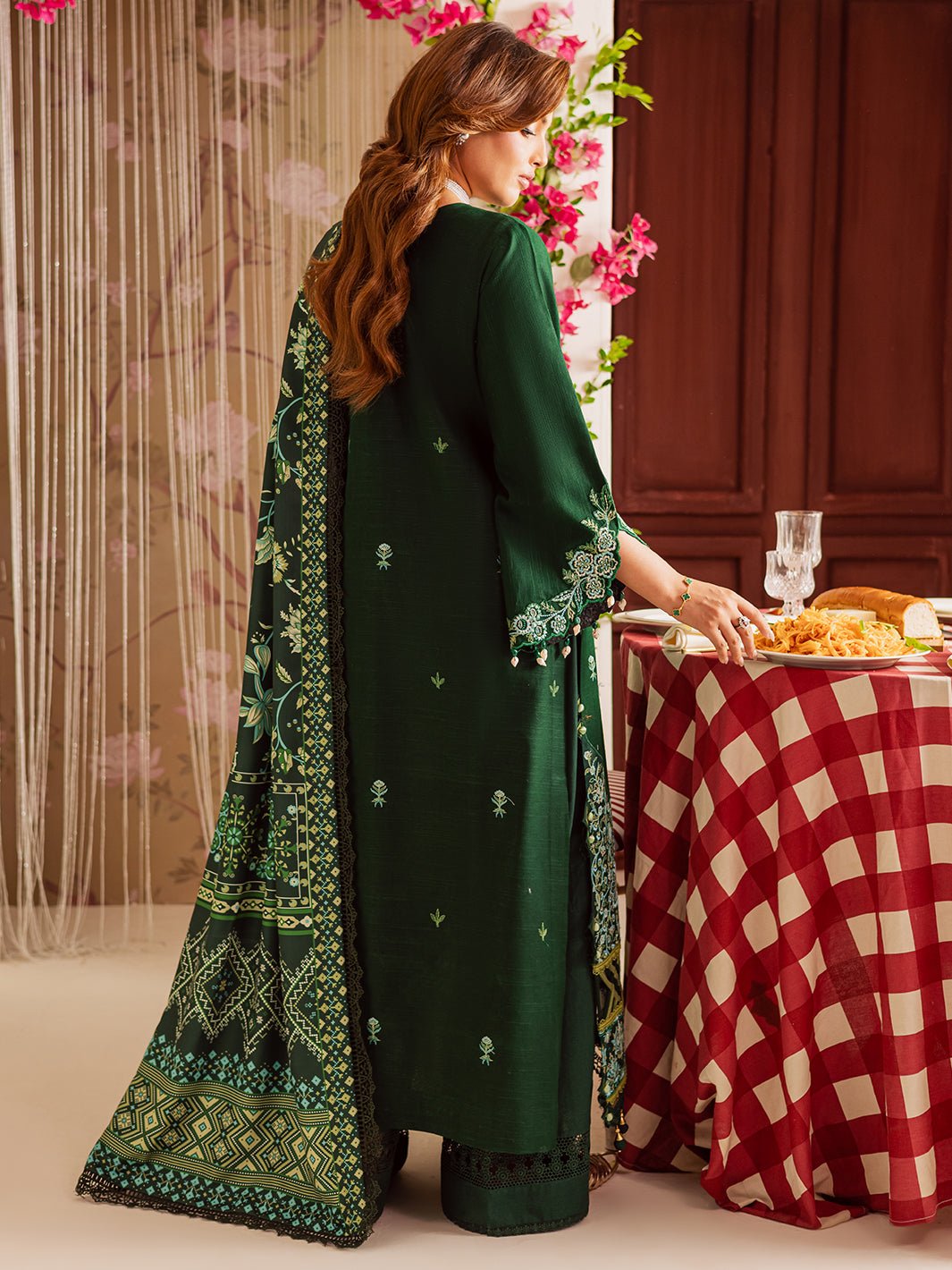 Mahnur | Nova Khaddar 25 | NK - 03 - is Bottle Green dress from Mahnur - Ladies Clothes - Maria Faisal