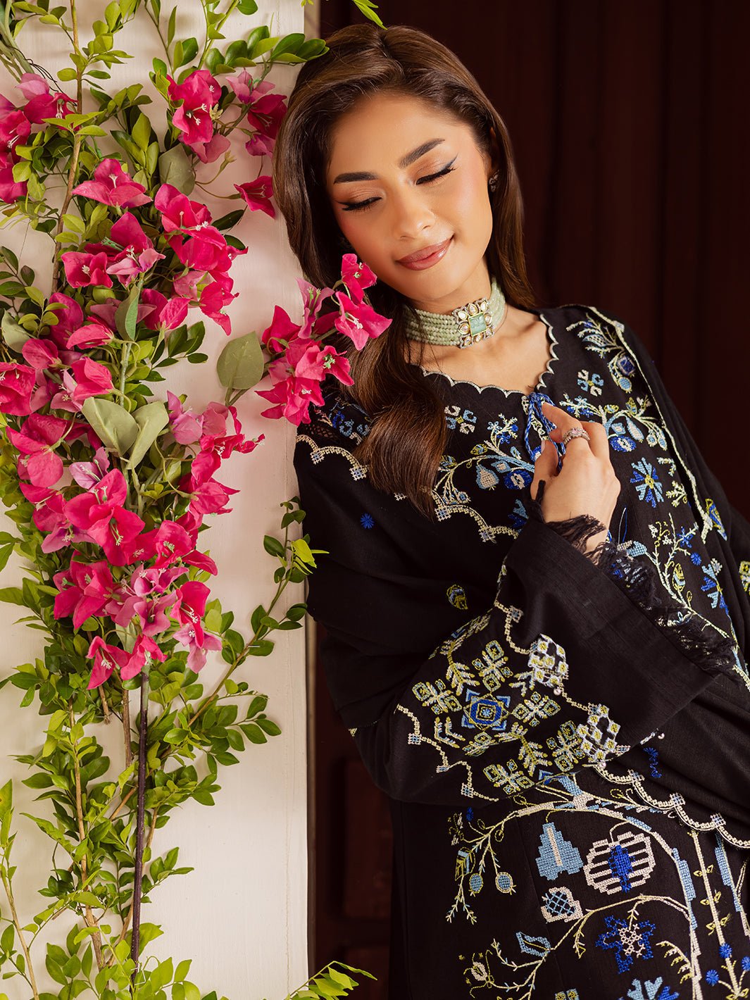 Mahnur | Nova Khaddar 25 | NK - 04 - is Black dress from Mahnur - Ladies Clothes - Maria Faisal