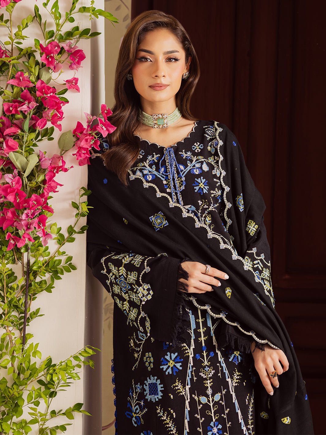 Mahnur | Nova Khaddar 25 | NK - 04 - is Black dress from Mahnur - Ladies Clothes - Maria Faisal