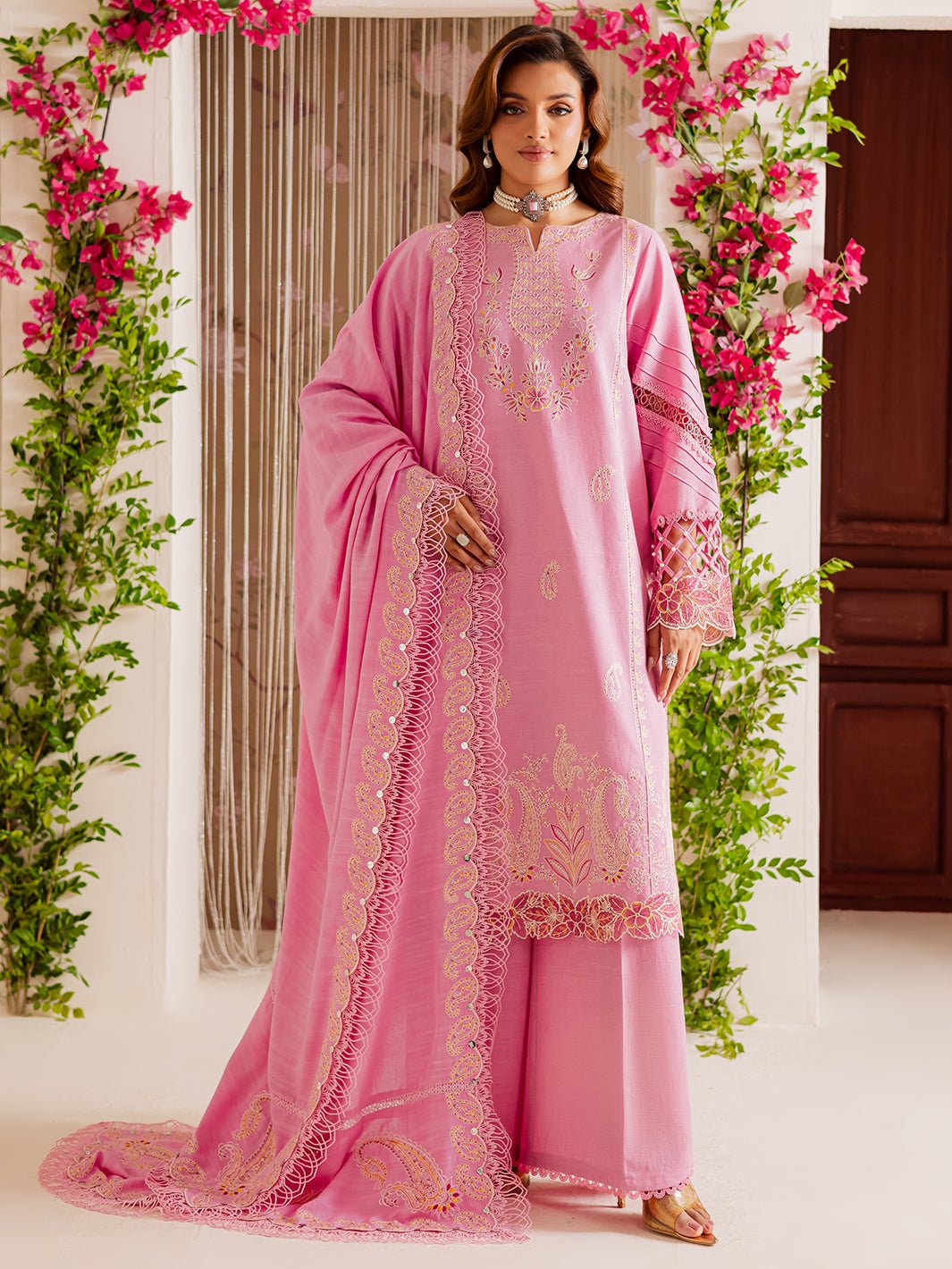Mahnur | Nova Khaddar 25 | NK - 05 - is Pink dress from Mahnur - Ladies Clothes - Maria Faisal
