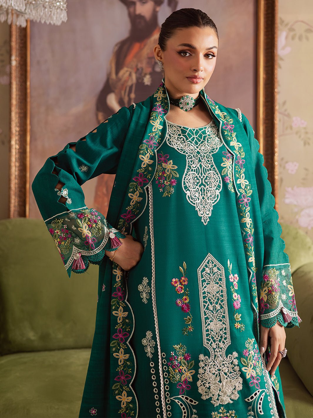 Mahnur | Nova Khaddar 25 | NK - 09 - is Emerald Green dress from Mahnur - Ladies Clothes - Maria Faisal