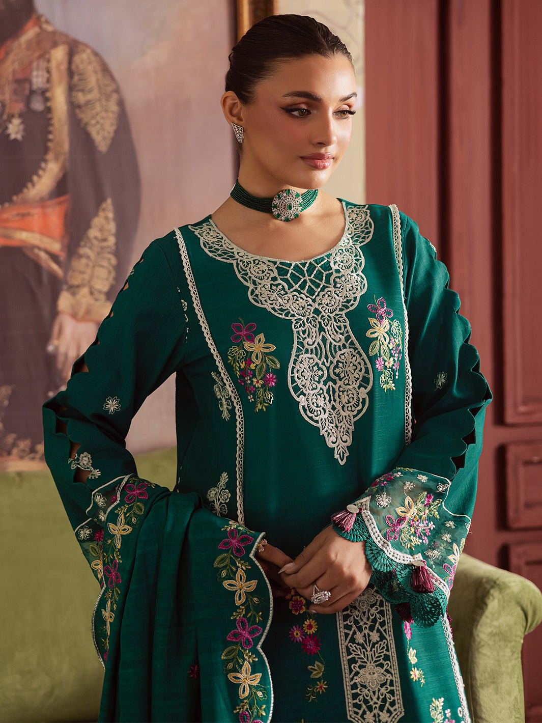 Mahnur | Nova Khaddar 25 | NK - 09 - is Emerald Green dress from Mahnur - Ladies Clothes - Maria Faisal
