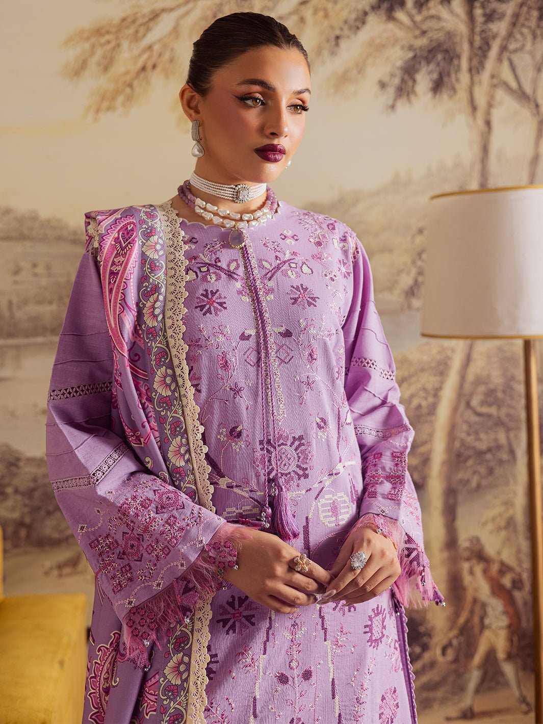Mahnur | Nova Khaddar 25 | NK - 11 - is Purple Gray dress from Mahnur - Ladies Clothes - Maria Faisal